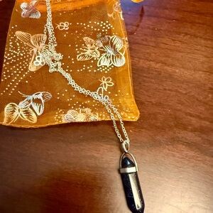 Silver and Blue Sandstone Pendant Necklace